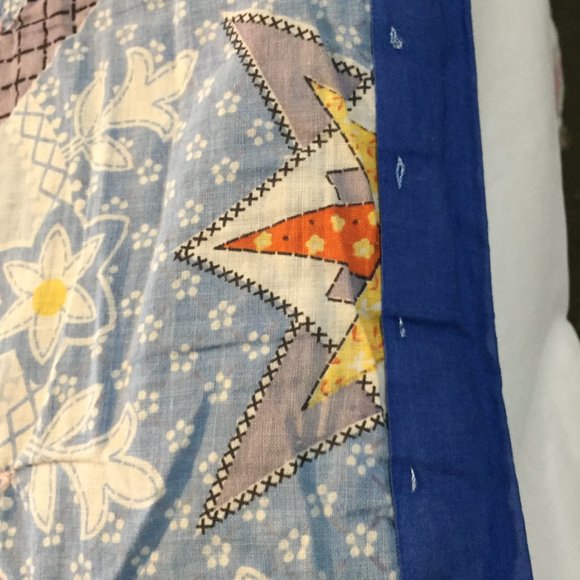 Unique Vintage Bedding Vintage Hand Yarn Tied Blanket 67 X 83 Wadded Edging Handmade Poshmark